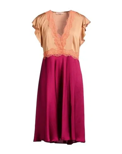 Twinset Woman Midi Dress Camel Size 12 Polyester, Polyamide In Multi