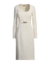 Twinset Woman Midi Dress Cream Size 14 Polyester, Viscose, Elastane In White