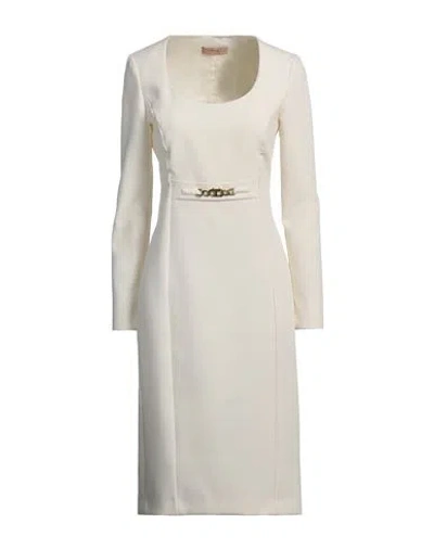 Twinset Woman Midi Dress Cream Size 14 Polyester, Viscose, Elastane In White