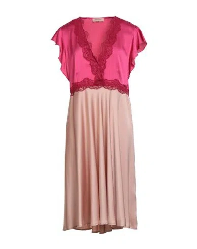Twinset Woman Midi Dress Fuchsia Size 14 Polyester, Polyamide In Pink