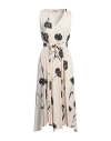 Twinset Woman Midi Dress Ivory Size 8 Viscose In Black