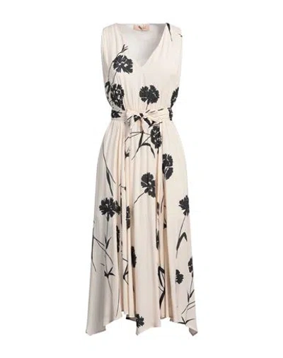 Twinset Woman Midi Dress Ivory Size 8 Viscose In Black