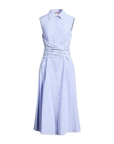 Twinset Woman Midi Dress Light Blue Size 14 Cotton, Polyester