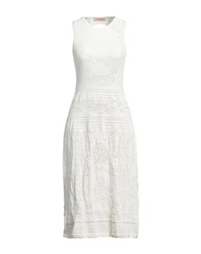 Twinset Woman Midi Dress Off White Size L Polyamide