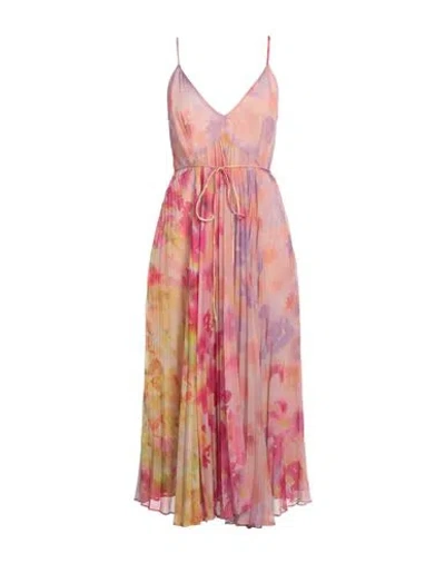 Twinset Abstract-print Pleated Midi Dress In Pink