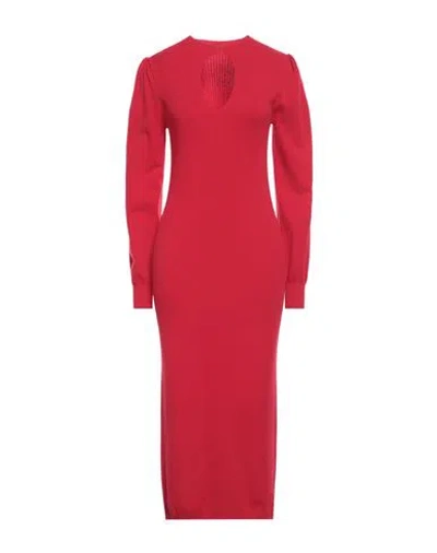 Twinset Woman Midi Dress Red Size Xxl Viscose, Polyester