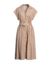 Twinset Leopard-print Midi Shirt Dress In Beige