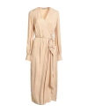 Twinset Woman Midi Dress Sand Size 12 Viscose In Neutral