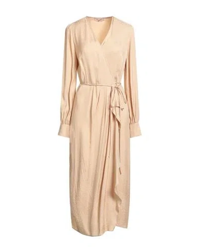 Twinset Woman Midi Dress Sand Size 12 Viscose In Neutral