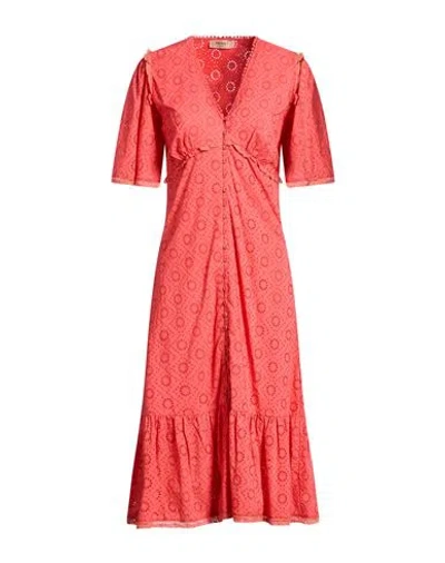 Twinset Woman Midi Dress Tomato Red Size 4 Cotton