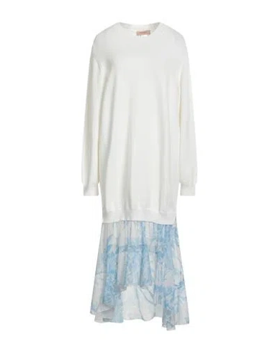 Twinset Woman Midi Dress White Size L Viscose, Polyester