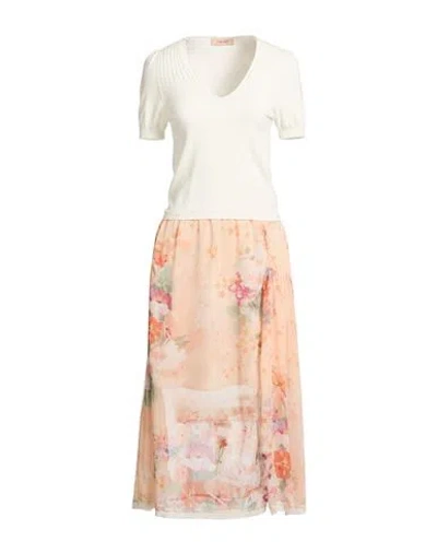 Twinset Woman Midi Dress White Size Xs Viscose, Polyester, Cotton, Polyamide