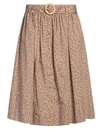 Twinset Woman Midi Skirt Beige Size 14 Cotton