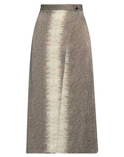 Twinset Woman Midi Skirt Beige Size 8 Viscose In Gold