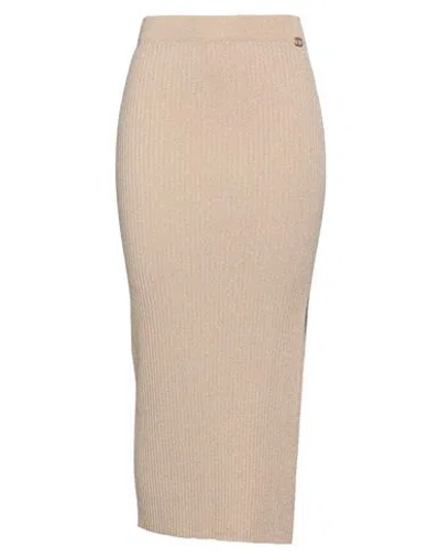 Twinset Woman Midi Skirt Beige Size L Viscose, Polyamide, Metallic Polyester