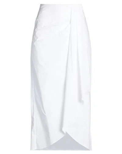 Twinset Woman Midi Skirt White Size 4 Cotton, Elastane