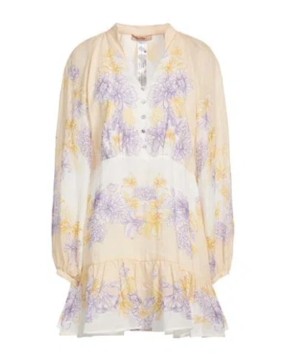 Twinset Woman Mini Dress Beige Size 10 Ramie In Multi