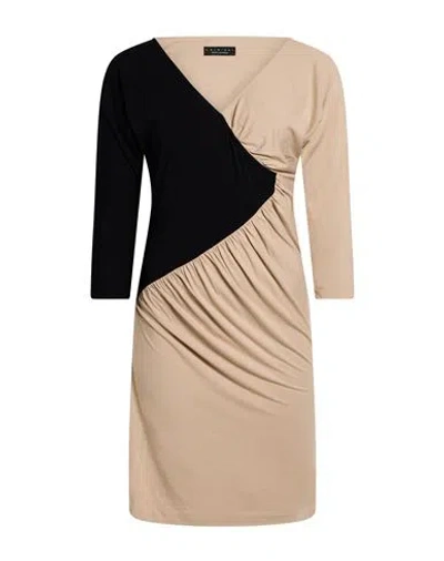 Twinset Woman Mini Dress Beige Size L Viscose, Elastane In Neutral