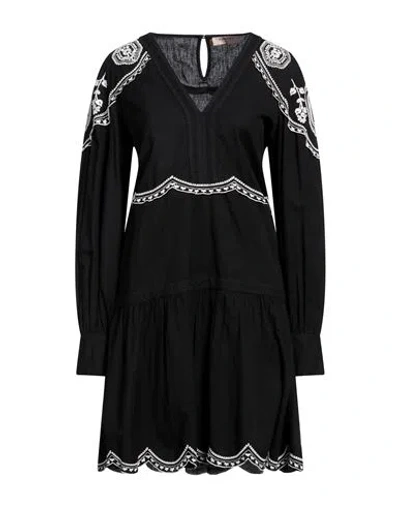 Twinset Woman Mini Dress Black Size 4 Cotton, Linen