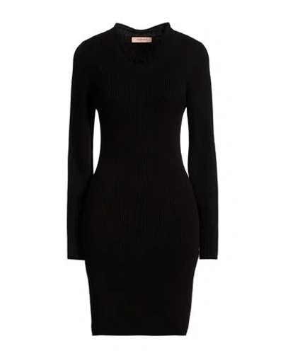 Twinset Woman Mini Dress Black Size M Viscose, Polyamide, Wool