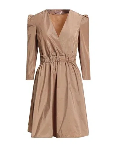 Twinset Woman Mini Dress Camel Size 4 Polyester In Brown