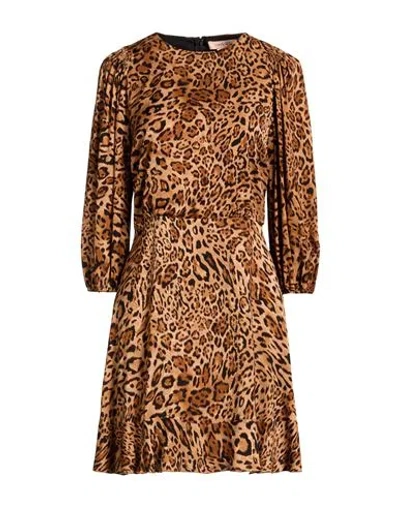 Twinset Woman Mini Dress Camel Size 6 Viscose In Brown