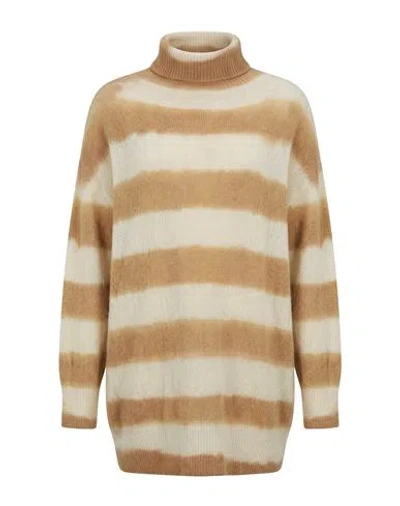 Twinset Woman Mini Dress Camel Size Onesize Alpaca Wool, Polyamide, Virgin Wool In Brown