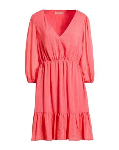 Twinset Woman Mini Dress Coral Size 10 Polyester In Red