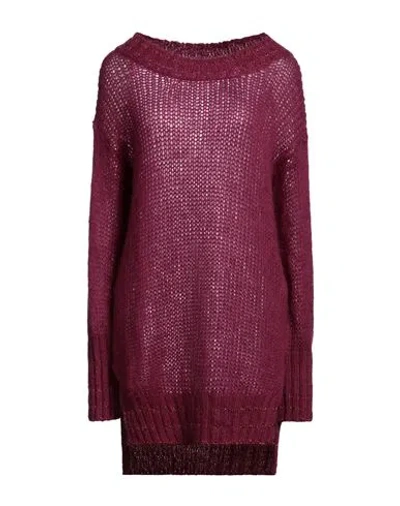 Twinset Woman Mini Dress Garnet Size S Polyamide, Mohair Wool, Wool, Polyester In Red