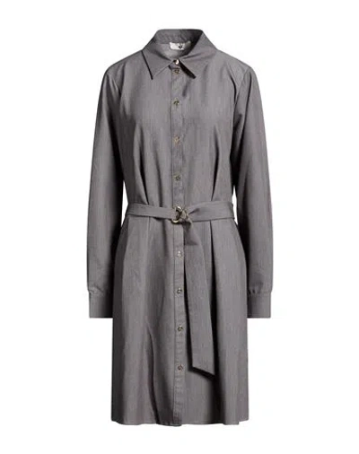 Twinset Woman Mini Dress Grey Size L Polyester, Viscose, Elastane In Gray