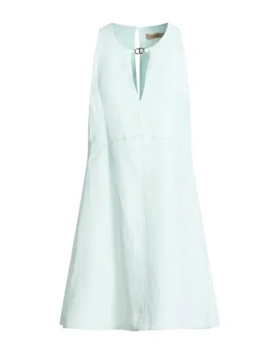 Twinset Woman Mini Dress Light Green Size 12 Viscose, Linen In Multi