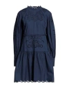 Twinset Woman Short Dress Midnight Blue Size 8 Cotton In Blue