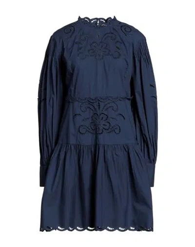 Twinset Woman Short Dress Midnight Blue Size 8 Cotton