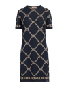 Twinset Woman Mini Dress Navy Size L Viscose, Cotton, Polyester, Metallic Polyester In Navy