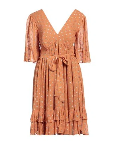 Twinset Woman Mini Dress Orange Size 8 Viscose, Polyester In Brown