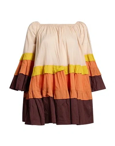 Twinset Woman Mini Dress Orange Size Xs Cotton In Neutral