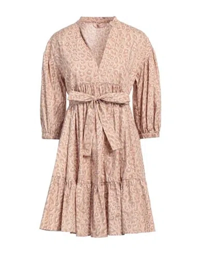 Twinset Woman Mini Dress Sand Size 14 Cotton In Nude