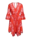 Twinset Woman Mini Dress Tomato Red Size 8 Cotton In Tomato Red