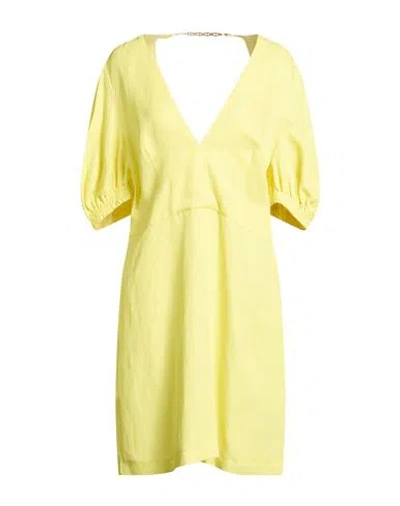 Twinset Woman Mini Dress Yellow Size 14 Viscose, Linen In Gold