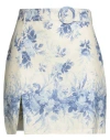 Twinset Woman Mini Skirt Azure Size 8 Linen, Cotton
