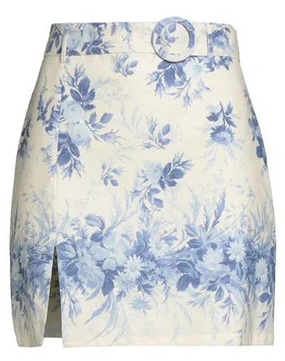 Twinset Woman Mini Skirt Azure Size 8 Linen, Cotton