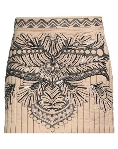 Twinset Woman Mini Skirt Beige Size 12 Cotton, Linen, Polyester