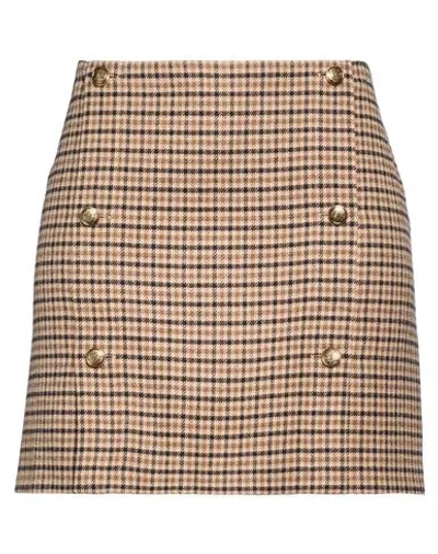 Twinset Woman Mini Skirt Sand Size 4 Wool, Polyester, Viscose, Elastane In Beige