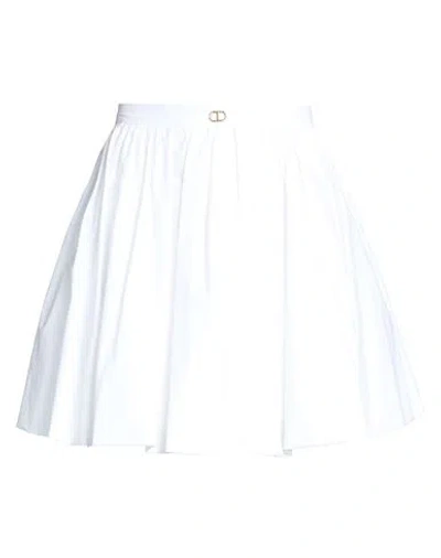 Twinset Woman Mini Skirt White Size 8 Cotton, Elastane
