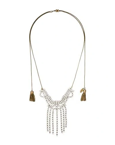 Twinset Woman Necklace Silver Size - Metal, Glass In Burgundy