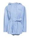 Twinset Woman Overcoat & Trench Coat Sky Blue Size 4 Cotton, Polyamide In Blue