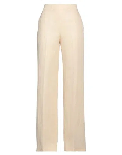 Twinset Woman Pants Beige Size 8 Viscose, Linen In Neutral