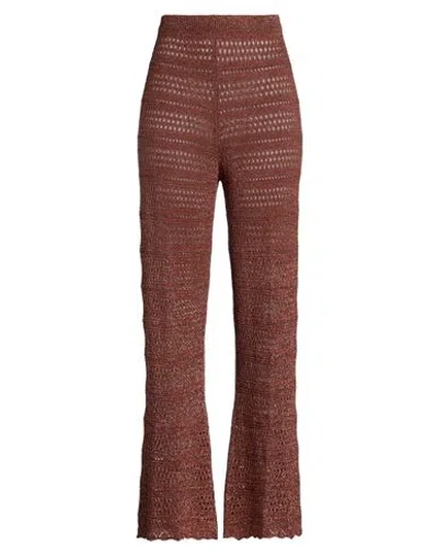 Twinset Woman Pants Brown Size L Viscose, Polyester
