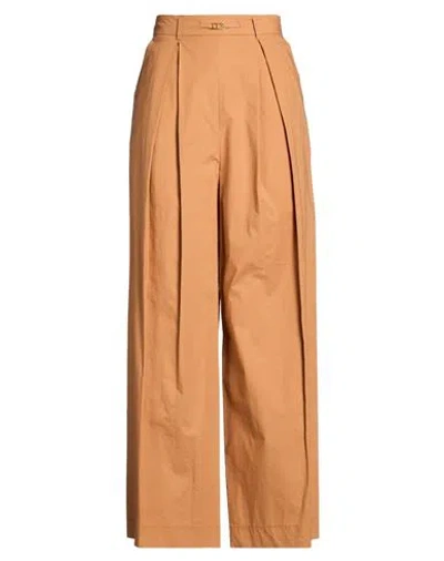 Twinset Woman Pants Camel Size 14 Cotton, Elastane In Brown