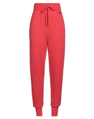 Twinset Woman Pants Coral Size M Virgin Wool, Cashmere In Red